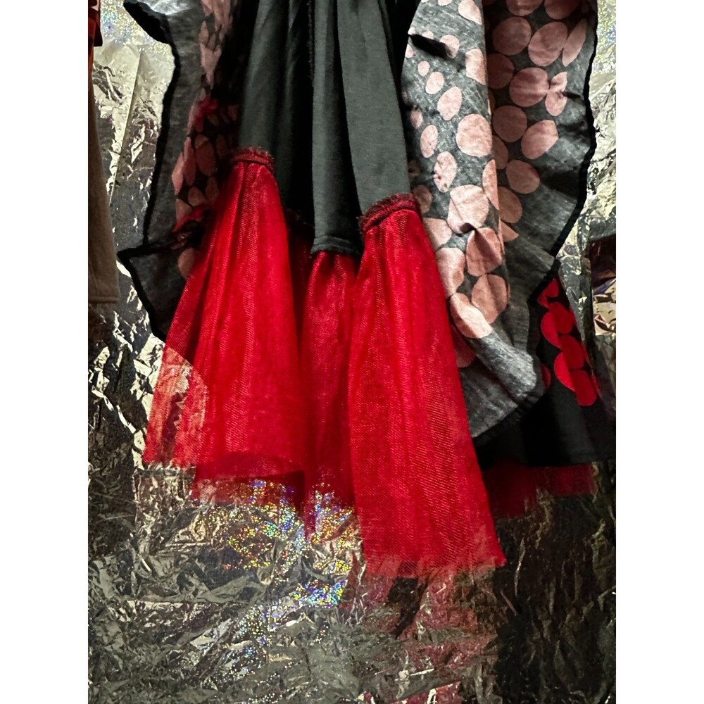 Red & Black Polka Dot Sweetheart Strapless Fit & Flare Dress Crenoline Skirt - Picture 5 of 7